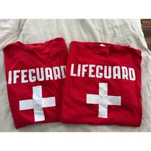 Philly JCC Red Lifeguard Shirts Set of 2 Long Sleeve Short Sleeve